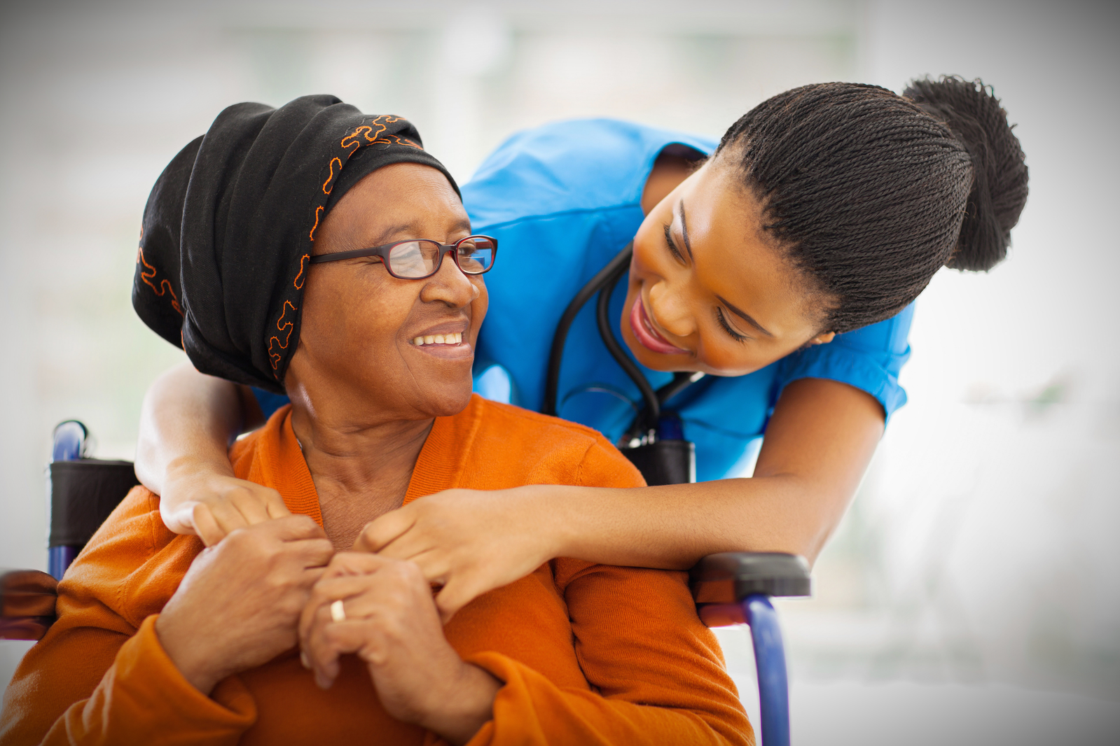 A caregiver supporting a senior client